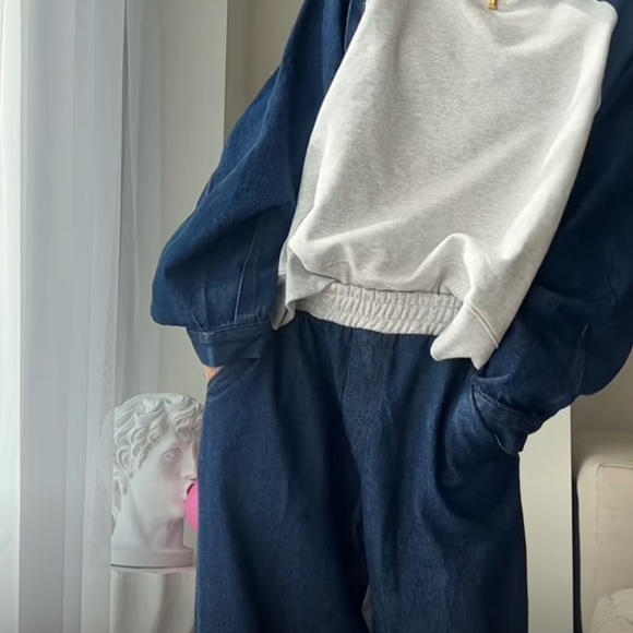 NWT/Zara combination denim sweatshirt/M and sweat pant/L /sell them as a set